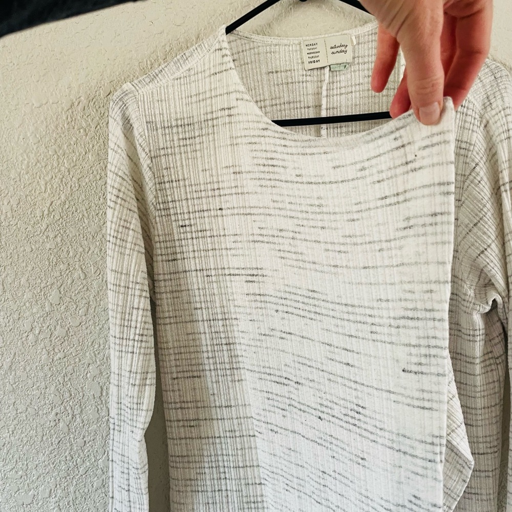 Anthropologie Saturday Sunday Grey & White Soft Duster Cardigan - Picture 4 of 16